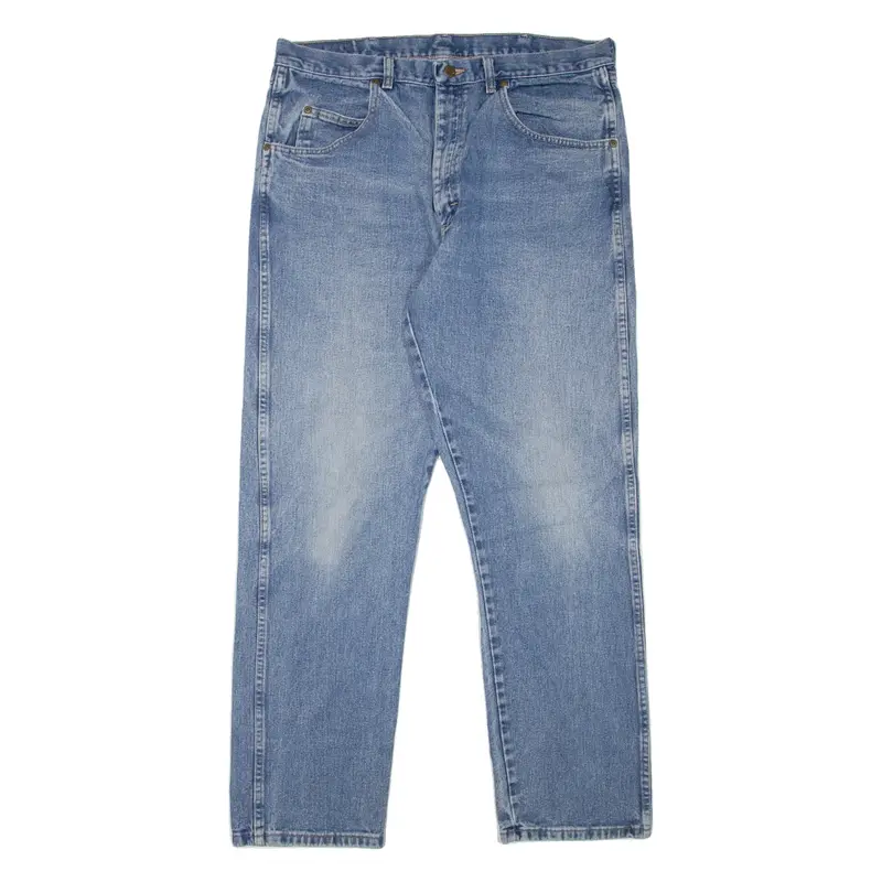 WRANGLER Mens Jeans Blue Regular Straight Stone Wash W36 L32