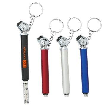 250 Custom Mini Tire Gauge Key Chain - Aluminum & 50 PSI