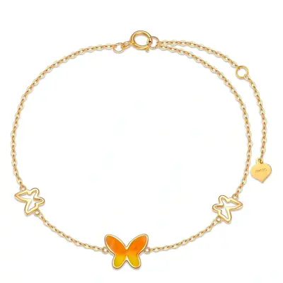 14K Gold Butterfly Charm Bracelet for Women