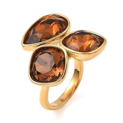 Teardrop & Square Glass Open Cuff Rings