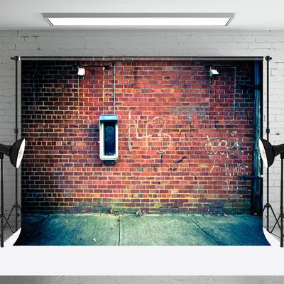 Retro Red Graffiti Brick Wall Street Photo Backdrop - Aperturee