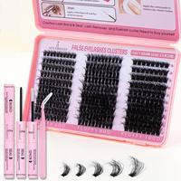 False Eyelashes with Eyelash Tweezers & Glue, 1 Set Natural Look Eyelash Extensions, Self Grafting Curl Eyelashes, Eye Makeup...