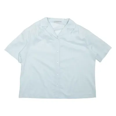 RIO Shoulderpads Shirt Blue Check Short Sleeve Womens L