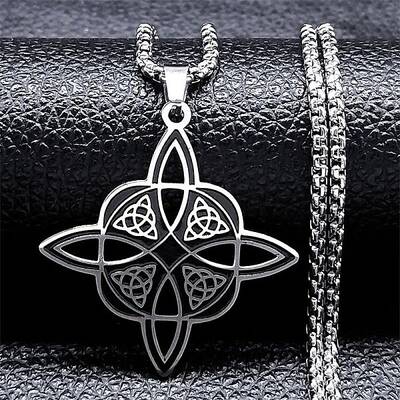 304 Stainless Steel Viking Knot Pendant Necklaces for Women