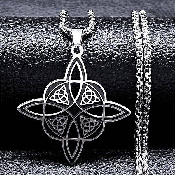 304 Stainless Steel Viking Knot Pendant Necklaces for Women