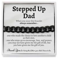 Stepped Up Dad Cuban Link Bracelet, Gifts for Stepfather, Birthday Gifts for Stepdad, Step Dad Gifts from Daughter, Gift Idea...
