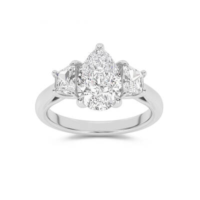 Amara Chand Lab Grown Pear Shape Diamond Engagement Ring | 10K White Gold 4 3/4  CT. TW.