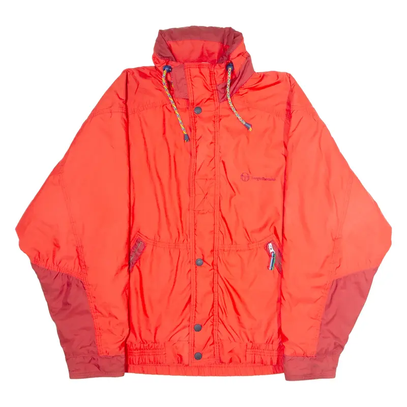 SERGIO TACCHINI Insulated Mens Jacket Red 90s Hooded Colourblock L