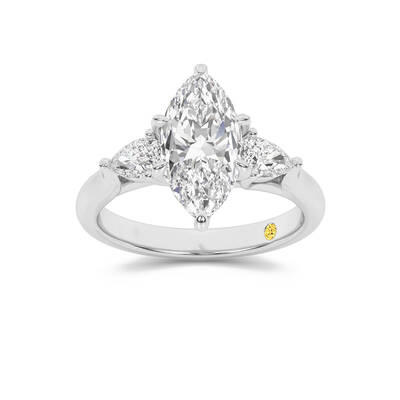 Lumina Three Stone Marquise Lab Grown Diamond Engagement Ring | 18K White Gold 4 CT. TW.