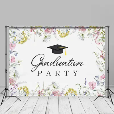 Floral Beige Gradation Party Photo Booth Backdrop - Aperturee