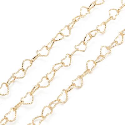 Brass Hollow Heart Link Chains