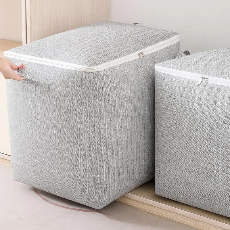 Clothes Storage Bag, 1 Count Large Capacity Zipper Quilt Storage Organizer with Handle, Foldable Storage Bag Blankets, Toys, ...