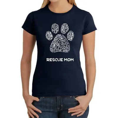 Rescue Mom - Women's Word Art T-Shirt - Black - Small