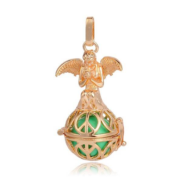 Golden Plated Brass Hollow Round Cage Pendants