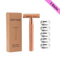 Women's Manual Safety Razor, Double edge BladesWet Shaver Razor for Men, Women Beauty Bikini Hair Removal Razors with 5pcs bl...