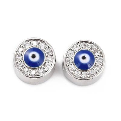 Brass Micro Pave Clear Cubic Zirconia Beads
