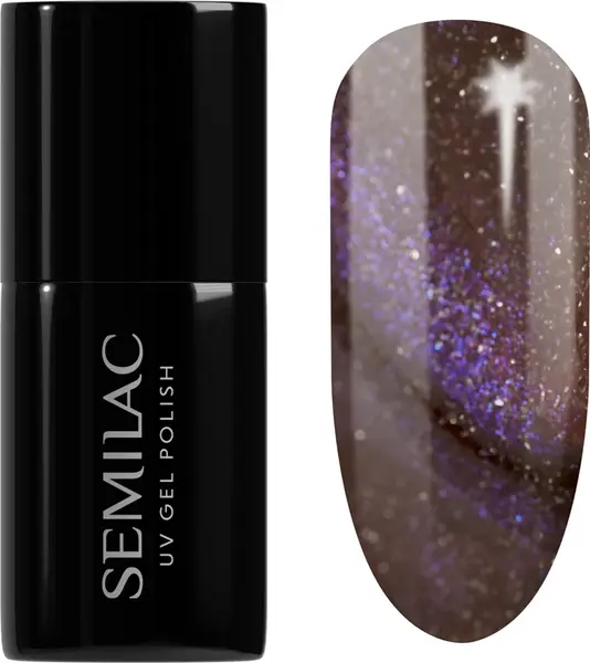 Semilac UV Hybrid Galaxy Flash UV/LED Lamp Gel Nail Polish Color 827 AI Brown 7ml