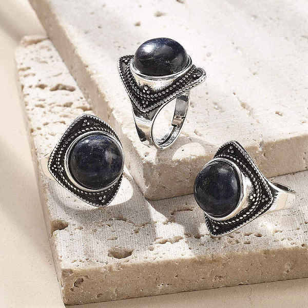 Natural Sodalite Adjustable Rings