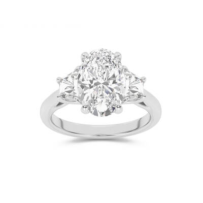 Amara Chand Lab Grown Oval Shape Diamond Engagement Ring | 14K White Gold 3 1/4  CT. TW.