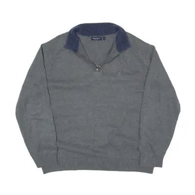 NAUTICA Jumper Grey Tight Knit 1/4 Zip Mens XL