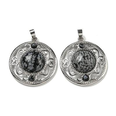Natural Snowflake Obsidian Pendants