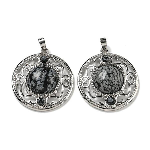 Natural Snowflake Obsidian Pendants