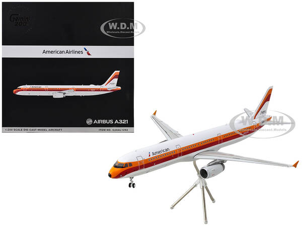 Airbus A321 Commercial Aircraft American Airlines - PSA (N582UW) White with Red and Orange Stripes Gemini 200 Series 1/200 Di...