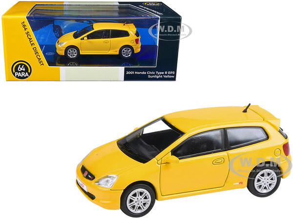 2001 Honda Civic Type R EP3 Sunlight Yellow 1/64 Diecast Model Car by Paragon Models