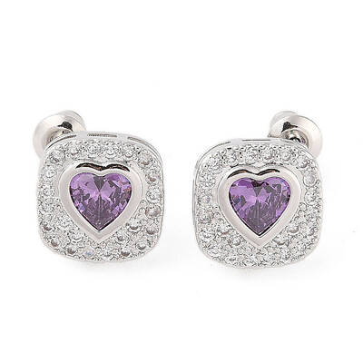 Rack Plating Brass Micro Pave Cubic Zirconia Stud Earrings