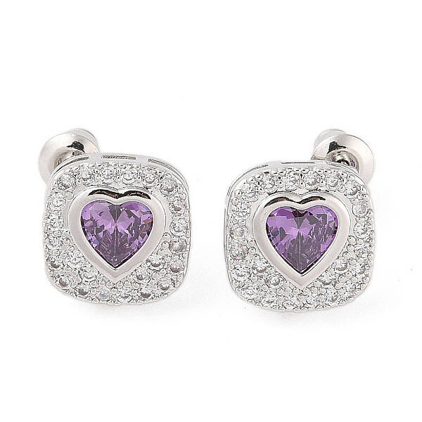 Rack Plating Brass Micro Pave Cubic Zirconia Stud Earrings