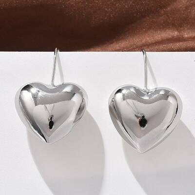 Heart Brass Dangle Earrings