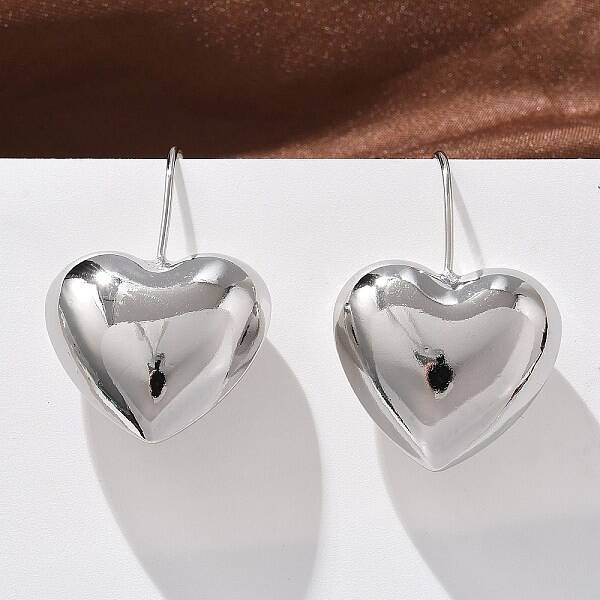 Heart Brass Dangle Earrings