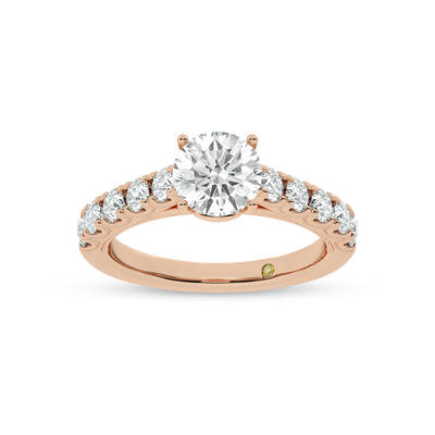 Reno Pavé Set Round Lab Grown Cathedral Diamond Engagement Ring | 18K Rose Gold 1 7/8 CT. TW.
