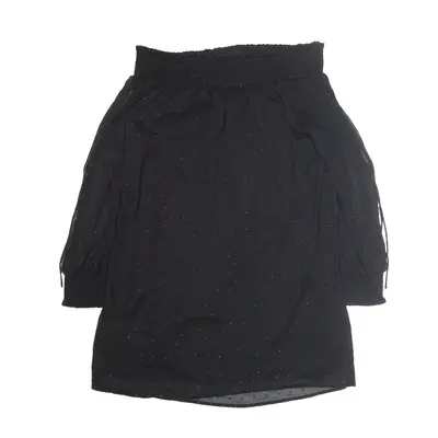 ZARA BASIC Sheer Shift Dress Black Long Sleeve Short Womens UK 10