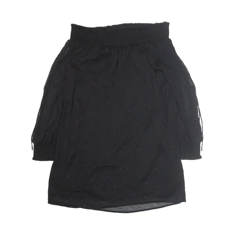 ZARA BASIC Sheer Shift Dress Black Long Sleeve Short Womens UK 10