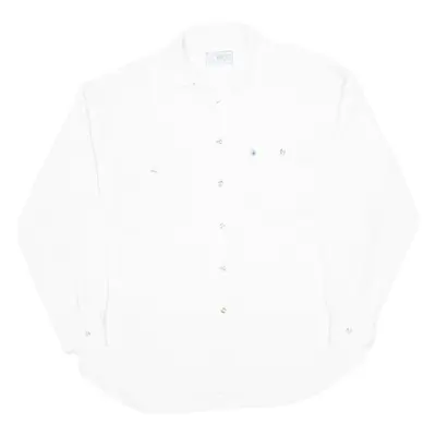 WIDE BOY Mens Corduroy Shirt White Long Sleeve M