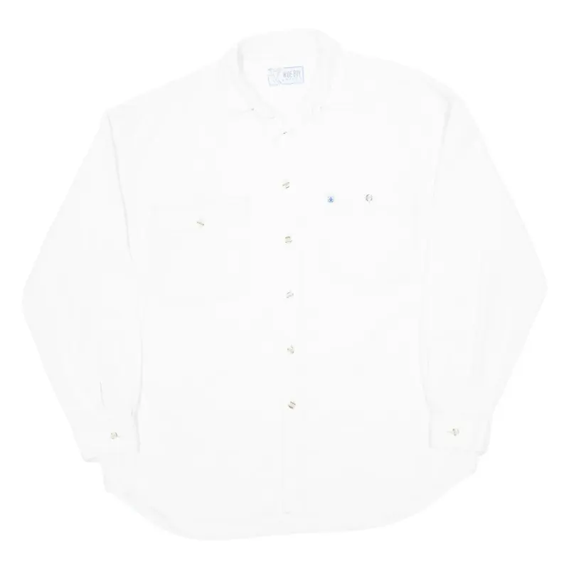 WIDE BOY Mens Corduroy Shirt White Long Sleeve M