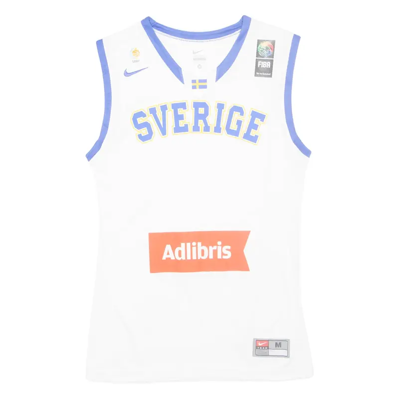 NIKE Sverige Mens Jersey White Sleeveless USA V-Neck M