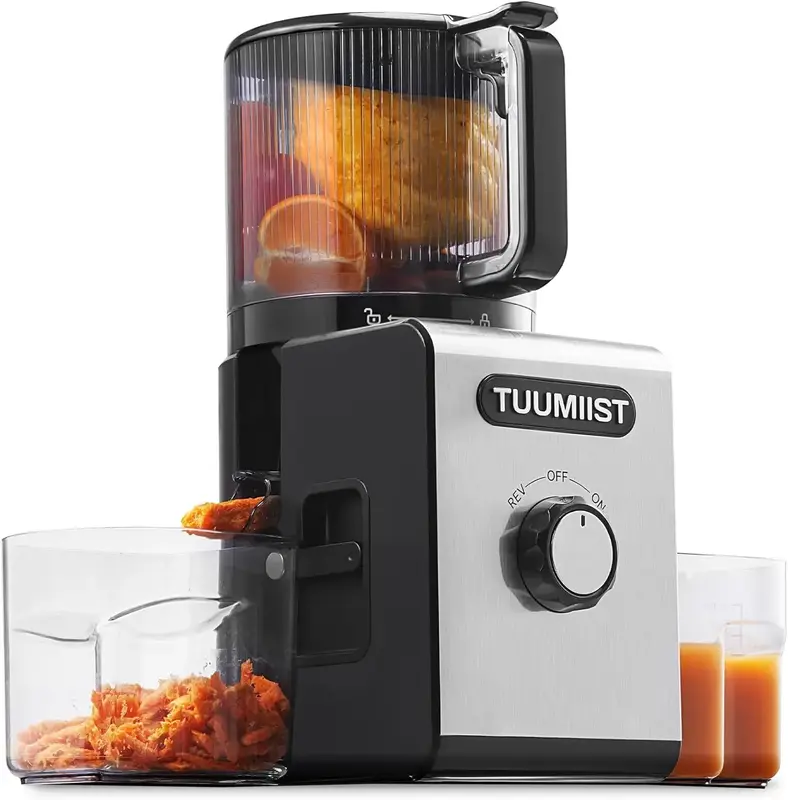 Juicer Machines, TUUMIIST Cold Press Juicer with 6.5“&5.3&4.3“ Extra Large Feed Chute Fit Whole Fruits & Vegetables Eas...