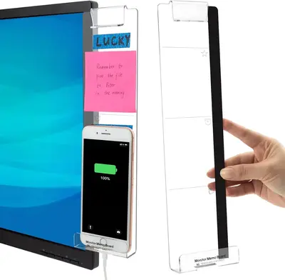 Office Desk Accessories - 2pcs Computer Monitor Memo Board - Multifunction Message Board - Computer Monitor Side Panel- Tran...