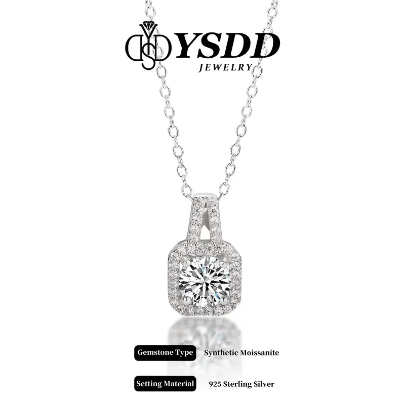 【#20 CLASSIC】1-3Carat Synthetic Moissanite Necklace in 925 Sterling Silver
