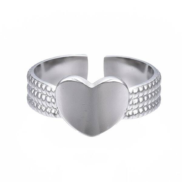 Non-Tarnish 304 Stainless Steel Heart Cuff Ring