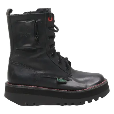 KICKERS Lace-Up Boots Black Leather Womens UK 4