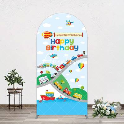 Aperturee Sea Land Air Transportation Birthday Arch Backdrop, 1.6X4FT(0.5X1.2M), 38.18 USD, arch backdrop kit, GLH0G278-A