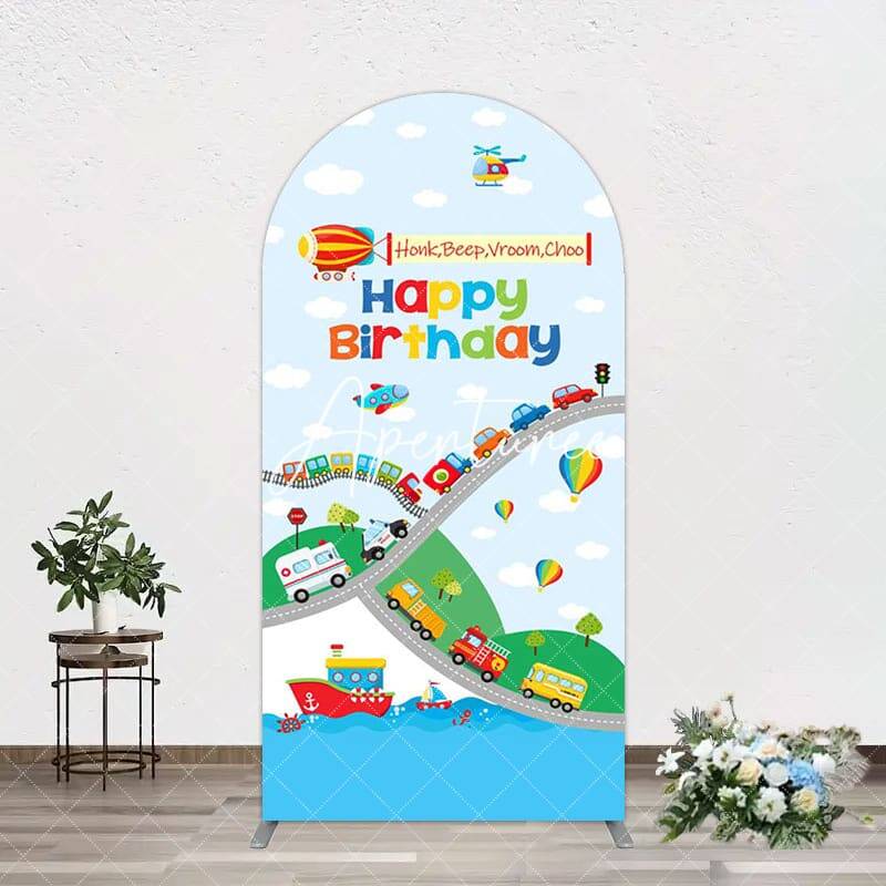 Aperturee Sea Land Air Transportation Birthday Arch Backdrop, 1.6X4FT(0.5X1.2M), 38.18 USD, arch backdrop kit, GLH0G278-A