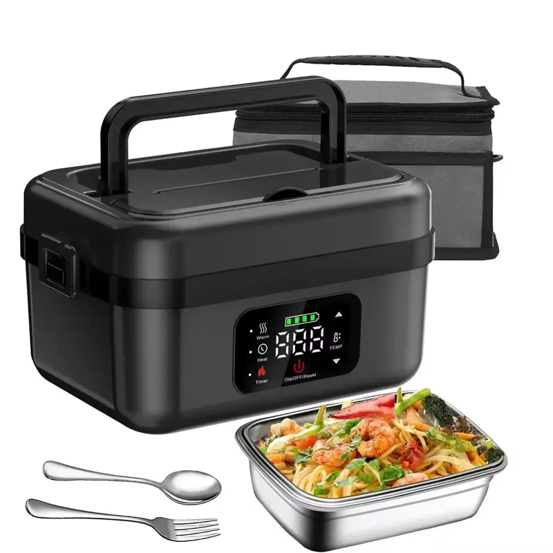 Cordless Electric Lunch Box with Timer, Portable 1L Rechargeable Self-Heating Food Warmer for Adults, Ideal for Work and Trav...