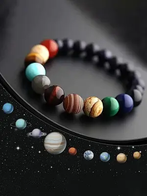 Street Trend Marble Print Beaded Bracelet, Boho Vintage Matching Bracelet, Chic All-match Jewelry As Gift for Friends & Famil...