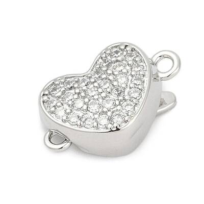 Brass Micro Pave Clear Cubic Zirconia Box Clasps