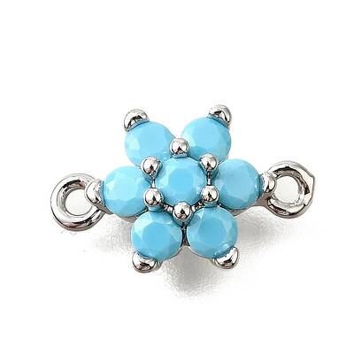 Brass Micro Pave Sky Blue Cubic Zirconia Links