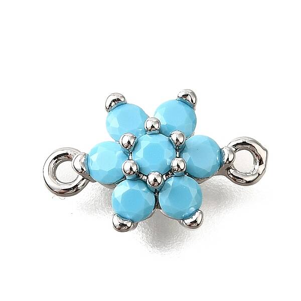 Brass Micro Pave Sky Blue Cubic Zirconia Links